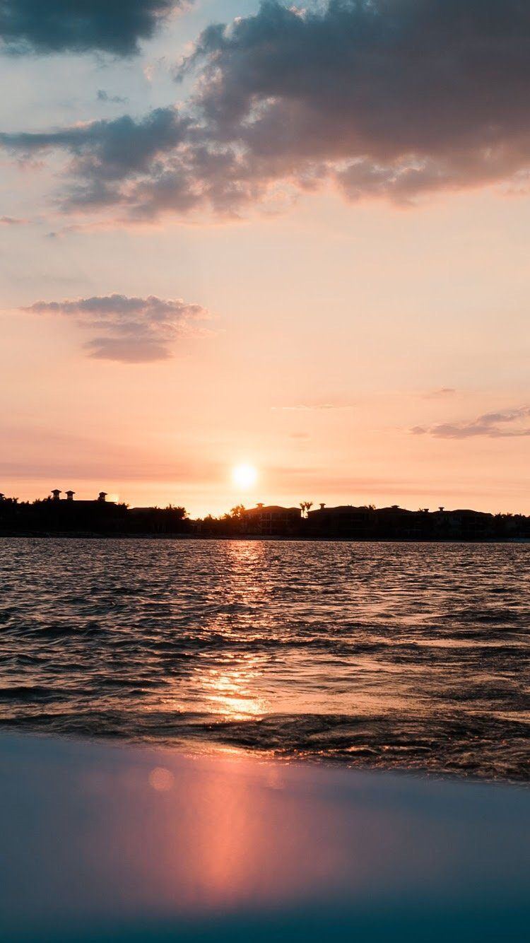 Sunset over the water
